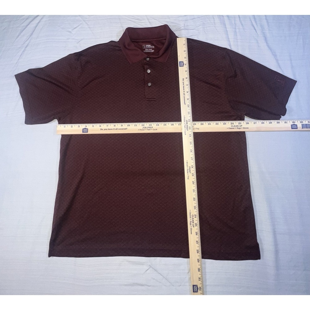 PGA Tour Polo Shirt‎ Mens 2XL Burgundy Performance Golf Polyester Stretch - Picture 8 of 8